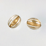 Plastic Engraved Bead - Oval Melon 15x12m GOLD on CRYSTAL