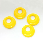 Plastic Pendant - Opaque Color Smooth Round Creole 17MM BRIGHT YELLOW