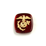 Glass Flat Back Intaglio MarineS Cushion Antique 16x14MM GOLD ON RUBY Foiled