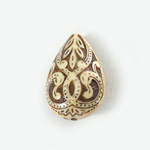 Plastic Engraved Bead - Pear 27x18MM ANTIQUE IVORY