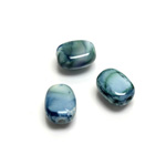 Plastic Bead - Marbelized Smooth Flat Keg 13x10MM SEA BLUE