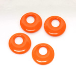 Plastic Pendant - Opaque Color Smooth Round Creole 17MM BRIGHT TANGERINE