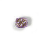 Plastic Engraved Bead - Rectangle 12x11MM GOLD on LILAC