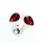 Plastic Point Back Foiled Stone - Pear 14x10MM RUBY
