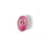 Plastic Engraved Bead - Oval 15x10MM GOLD on PINK