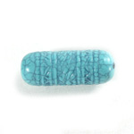 Plastic Mixed Color Engraved Tube Bead 32x13MM BLUE TURQ MATRIX
