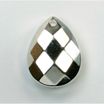 Metalized Plastic Pendant- Faceted Drop 26x2MM0MM SILVER