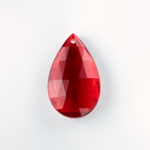 German Plastic Pendant -Transparent Faceted Pear 25x18MM RUBY