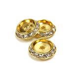 Czech Rhinestone Rondelle Shrag Flat Back Setting - Round 15MM outside with 09mm Recess CRYSTAL-GOLD
