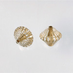 Plastic Engraved Bead - Bicone 14x13MM GOLD on CRYSTAL