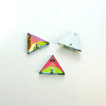 Plastic Flat Back 2-Hole Foiled Sew-On Stone - Triangle 13x13MM VITRAIL MEDIUM