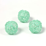 Plastic Engraved Bead - Round 14MM MINT on CRYSTAL