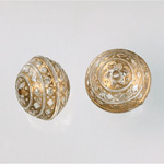 Plastic Engraved Bead - Wheel 18x15MM GOLD on CRYSTAL