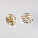 Plastic Engraved Bead - Keg 15x12MM GOLD on CRYSTAL