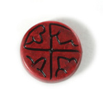 Plastic Flat Back Engraved Cabochon - Round 28MM INDOCHINE RED