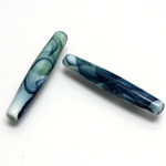 Plastic Bead - Marbelized Smooth Tapered Elongated Oval 37x7MM SEA BLUE