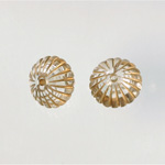 Plastic Engraved Bead - Ribbed Bicone 15x10MM GOLD on CRYSTAL