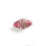 Plastic Engraved Bead - Fancy Bicone 19x11MM GOLD on PINK