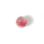 Plastic Engraved Bead - Round 12MM GOLD on PINK