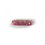 Plastic Engraved Bead - Tube 21x6MM GOLD on PINK