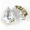 Crystal Stone in Metal Sew-On Setting - Pear 13x7.8MM CRYSTAL-GOLD
