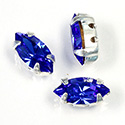 Crystal Stone in Metal Sew-On Setting - Navette 10x5MM SAPPHIRE-SILVER