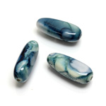 Plastic Bead - Marbelized Smooth Tapered Bullet 25x10MM SEA BLUE