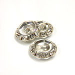 Czech Rhinestone Rondelle Shrag Flat Back Setting - Round 15MM outside with 09mm Recess CRYSTAL-SILVER