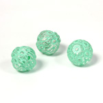 Plastic Engraved Bead - Round 12MM MINT GREEN on CRYSTAL