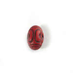 Plastic Engraved Bead - Oval 15x10MM INDOCHINE RED