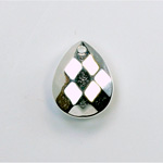 Metalized Plastic Pendant- Faceted Drop 18x14MM SILVER