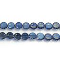 Chinese Cut Crystal Bead - Round Spacer Discr 10X4MM CRYSTAL with HALF METALLIC BLUE