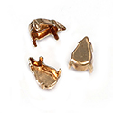 Brass Prong Setting - Closed Back - Pearshape 10x6mm - RAW BRASS