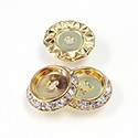 Czech Rhinestone Rondelle Shrag Flat Back Setting - Round 15MM outside with 09mm Recess CRYSTAL-RAW BRASS