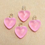 Plastic Pendant - Puff Heart with Brass Loop 11MM Matte ROSE