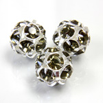 Czech Crystal Rhinestone Ball - 12MM BLACK DIAMOND-SILVER