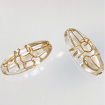 Plastic Engraved Bead - Oval 27x12MM GOLD on CRYSTAL