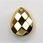 Metalized Plastic Pendant- Faceted Drop 26x2MM0MM GOLD