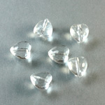 German Plastic Bead - Transparent Faceted Heart 9MM CRYSTAL