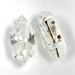 Crystal Stone in Metal Sew-On Setting - Navette 15x7MM CRYSTAL-SILVER