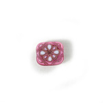 Plastic Engraved Bead - Rectangle 12x11MM GOLD on PINK