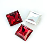 Plastic Point Back Foiled Stone - Square 14x14MM RUBY