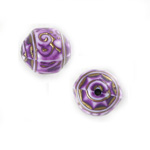 Plastic Engraved Bead - Fancy Round 15MM GOLD on LILAC