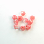 Czech Pressed Glass Large Hole Bead - Round 06MM MOONSTONE PINK