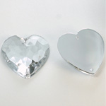 Plastic Flat Back 2-Hole Foiled Sew-On Stone - Heart 25MM CRYSTAL