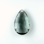 German Plastic Pendant -Transparent Faceted Pear 25x18MM BLACK DIAMOND