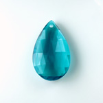 German Plastic Pendant -Transparent Faceted Pear 25x18MM BLUE ZIRCON