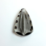 Plastic Pendant -Transparent Faceted Fancy Scalloped Edges 33x20MM SMOKE GREY