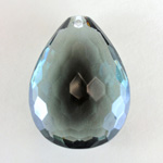 Plastic Pendant -Transparent Faceted Pear 40x30MM SMOKE GREY