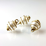 Plastic Bead in Wire Cage with 1 Brass Loop - Pearl Round 10MM WHITE